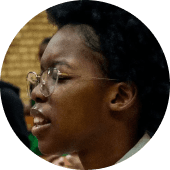 Black woman smiling wide